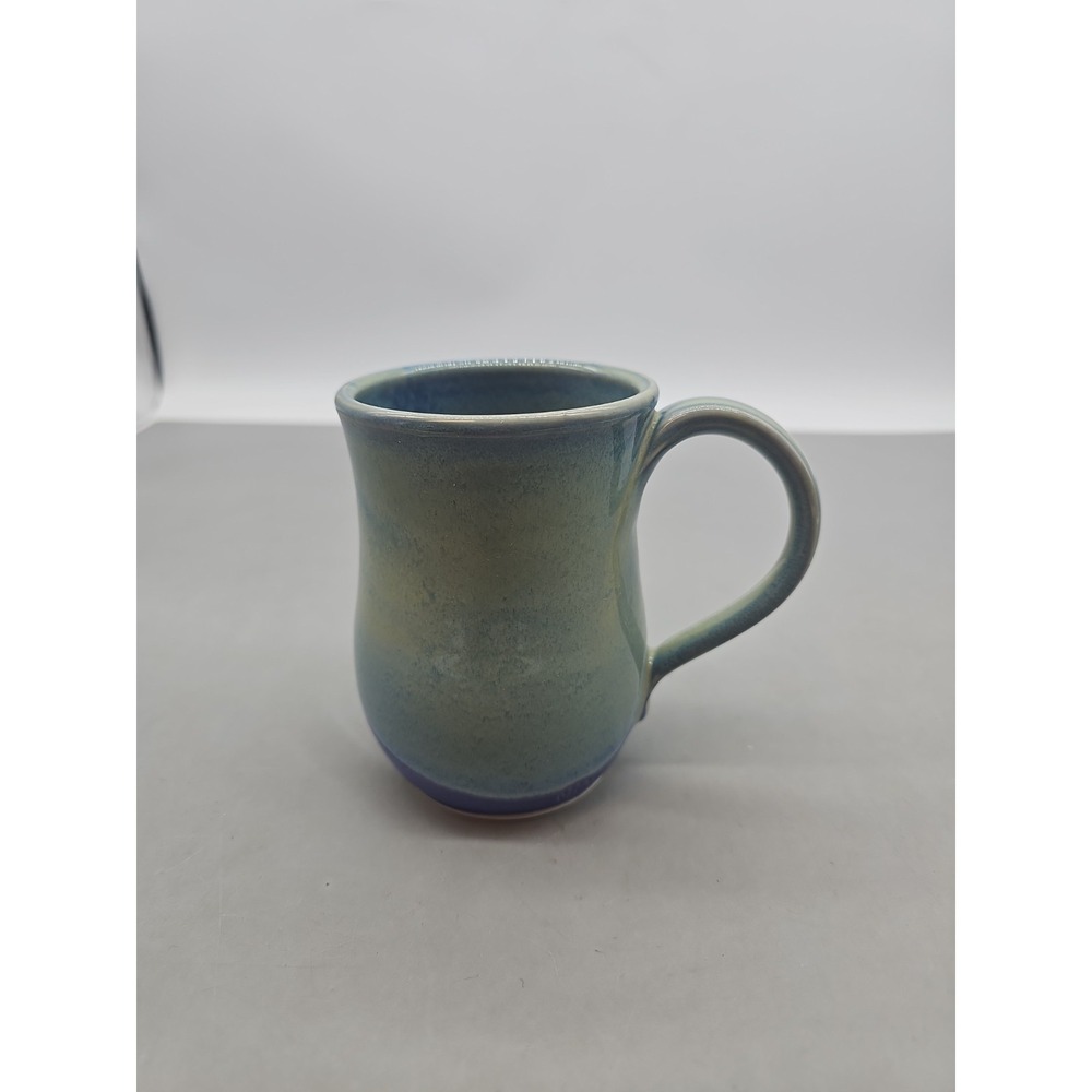 Studio Art Pottery Signed Coffee Tea Mug Blue Swirl Ombre‎ EUC Stamped